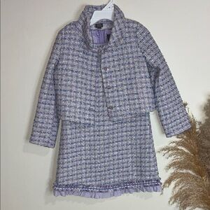 Girls' Lavender Tweed Formal Dress & Jacket Set